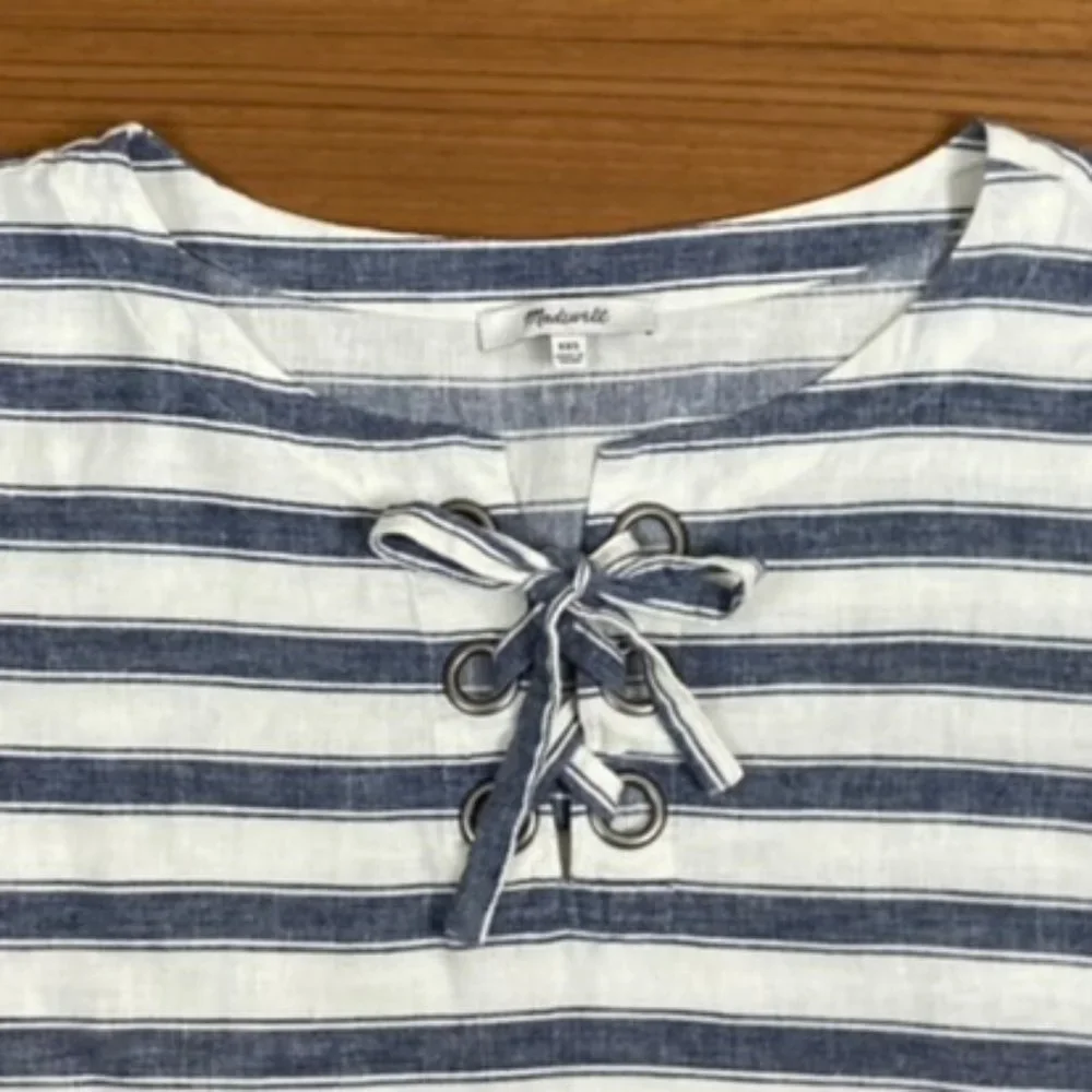 Madewell Striped Lace Up Top - XXS - Picture 7 of 7